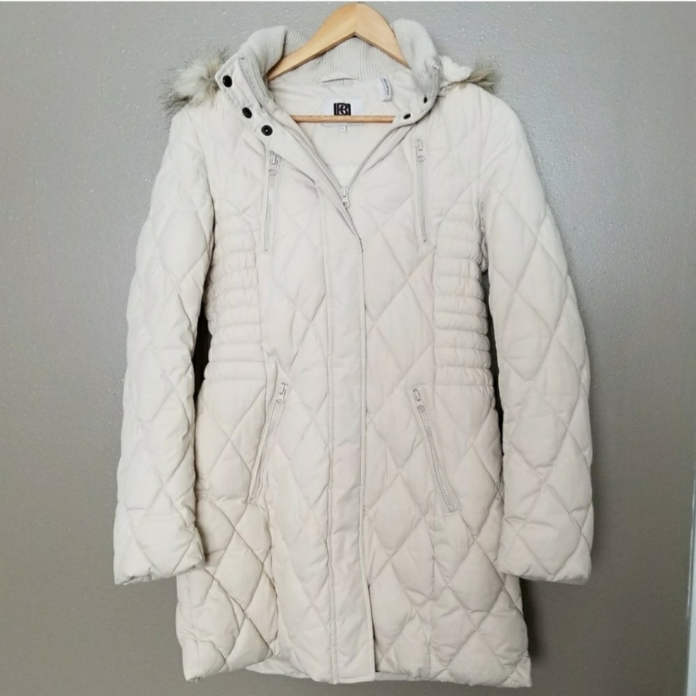 Laundry by Design Fur Hood Cream Winter Coat Small